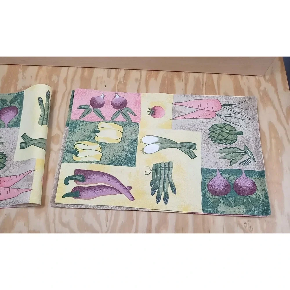 Lot Of 4 Vintage Hartstonz Placemats Vegetable Pattern Cloth Placemats‎ 1996